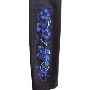 Silence & Noise Leggings Womens Size XS Black Scuba Stretch Blue Embroidery UO